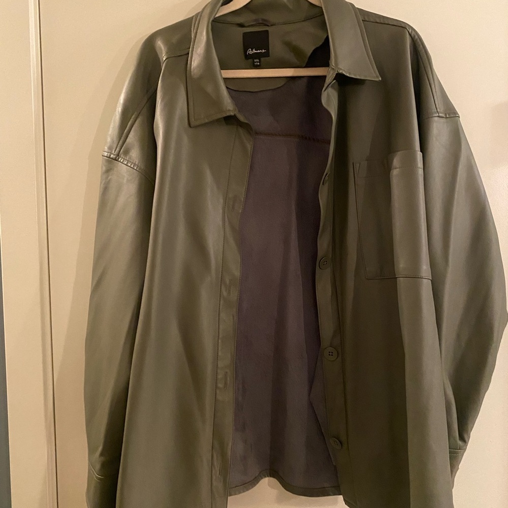 Reitmans Olive Green Faux Leather Shacket